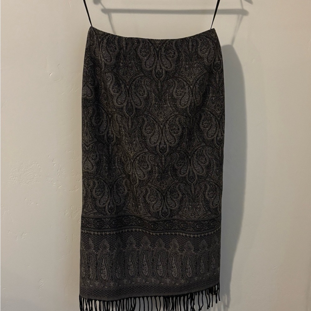 Talbots Black and Gray Paisley Pencil Skirt